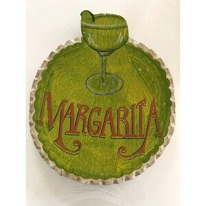 Lime Margarita Plaque Sign by Benn Zaricor Green Happy Hour Bar Open L